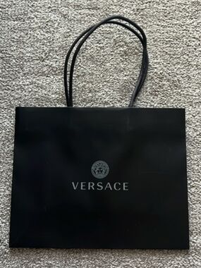 Versace Black Shopping Bag with White Logo